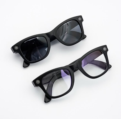 Smart Glasses GS4 MAX negros con lentes oscuros y transparentes
